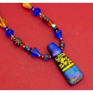 18 inch, Vintage Colorful Glass Beads Beaded Necklace - F38